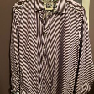 Ted baker purple and white striped button-down shirt. Size 4